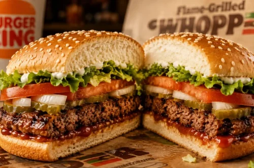 Burger King Whopper burger with lettuce, tomato, and sesame bun