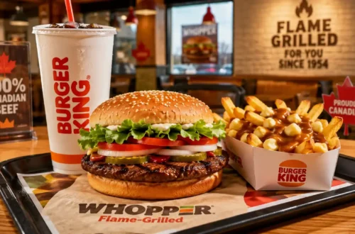 Burger King dinner menu Canada with Whopper burger, fries, and poutine