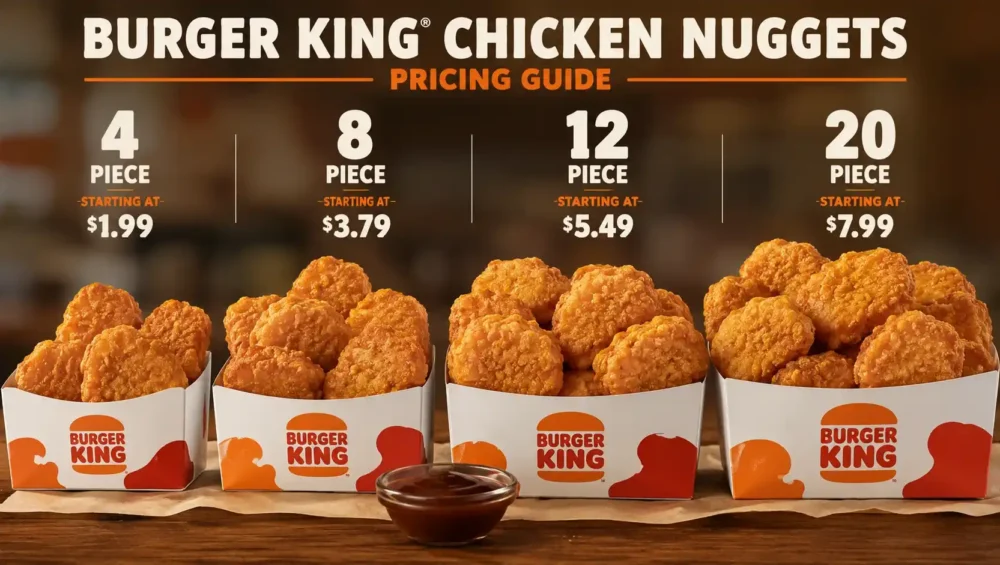 Burger King chicken nuggets in a box showing current 2026 pricing