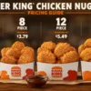 Burger King chicken nuggets in a box showing current 2026 pricing