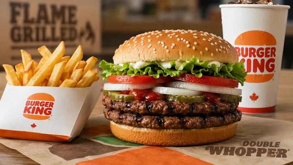 Double Whopper price in Canada two patty burger with fries