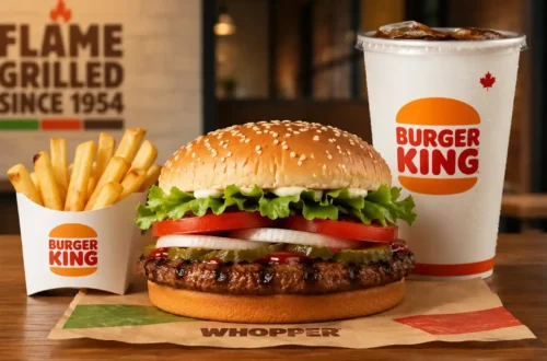 Whopper price in Canada flame grilled burger with fries