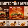 Burger King limited time offer menu board with combo deals