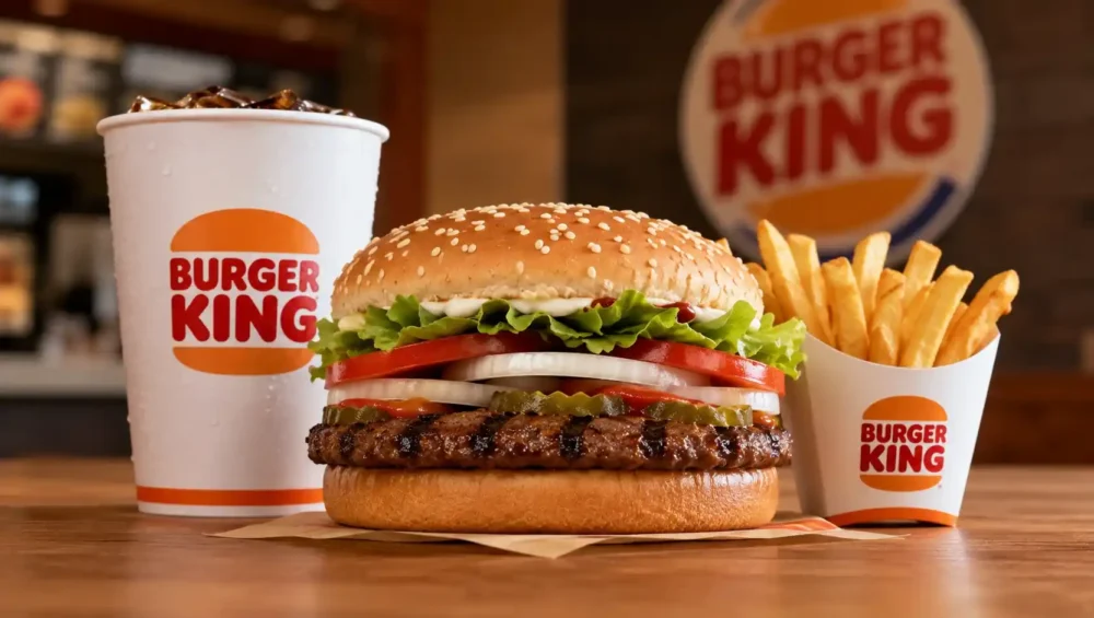 Most popular Burger King meals including Whopper, fries, and drink on a tray